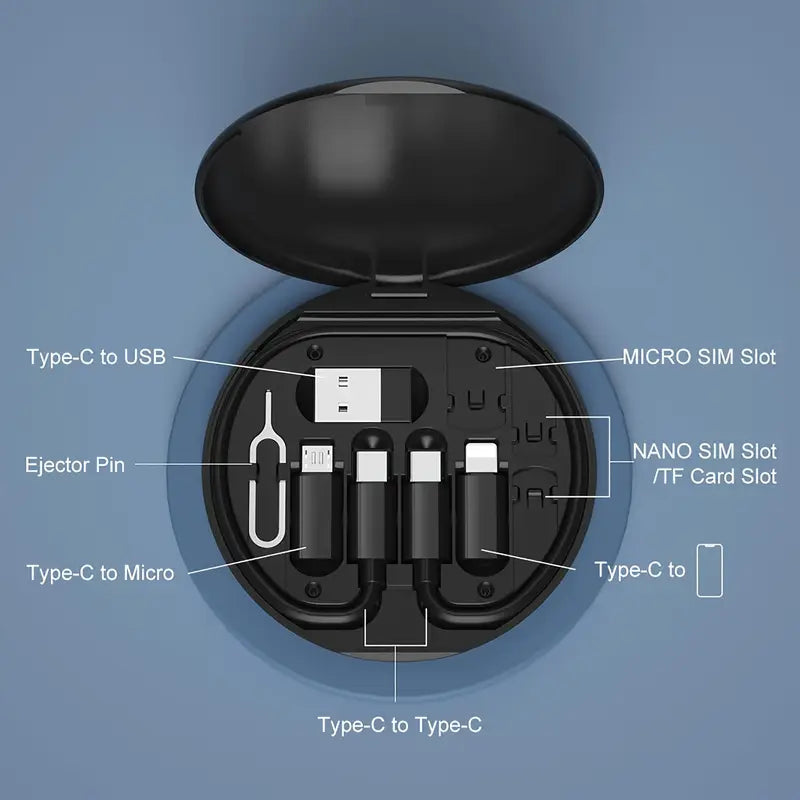 5 in 1 Portable Data Cable Storage Box
