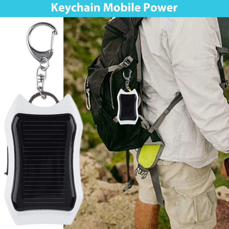 Solar Phone Power Bank Flashlight Keychain