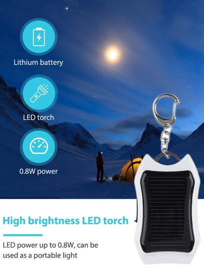 Solar Phone Power Bank Flashlight Keychain
